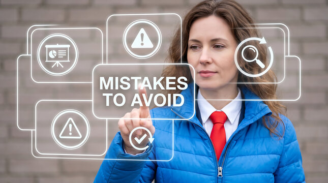 Concept of mistakes to avoid in industry. Avoid industrial mistake or failure, protect from accident or pitfall, industry, production, mistake, avoid, pitfall