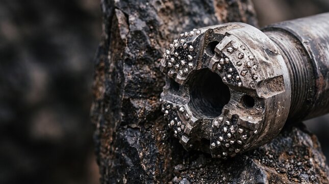 Macro View of Diamond Core Drill Bit Head for Mineral Exploration