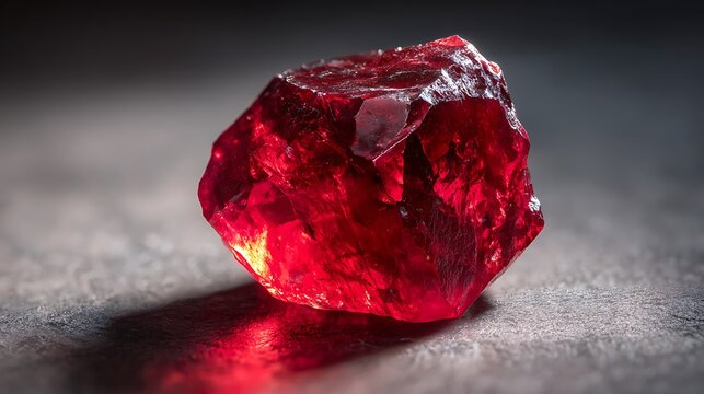 Vibrant raw ruby gemstone with brilliant red facets and natural texture an uncut precious crystal ideal for luxury geology or precious material concep