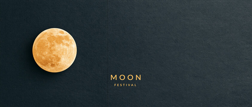 Minimalist Mid Autumn Festival Moon Card on Dark Background