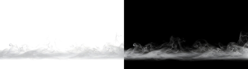 Haze drifting low along the ground with gentle wisps rising for overlay use in PNG, Transparent and Black Background Versions © Guddoo