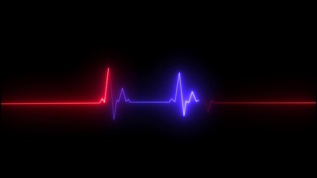 neon heartbeat cardiogram pulse animation abstract background,glowing neon heart beat icon animation on black background. Neon heartbeat icon ECG heartbeat signal icon animation, heartbeat pulse
