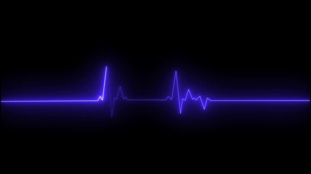 Neon heartbeat monitoring animation. Electric cardiogram neon heartbeat line
