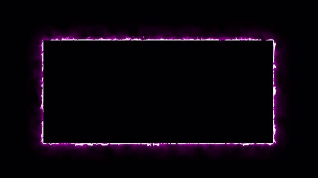 neon overlay frame animation for streaming and gaming templates, glowing light border, bright rectangular neon outline, soft electric shine edge, clean alpha background in 4k.