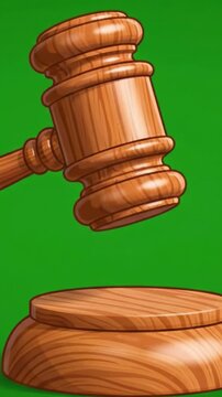 A Close-Up View of a Wooden Gavel with a Round Base Against a Bright Green Background, Symbolizing Justice or Decision-Making in a Legal Context