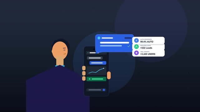 Pixel animation of mobile phone user interface and notifications footage
