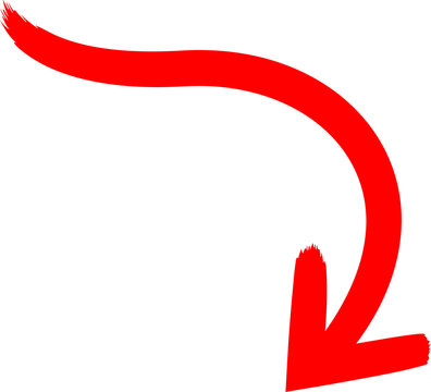 Red wavy arrow pointing downward for direction accent and callout graphic element