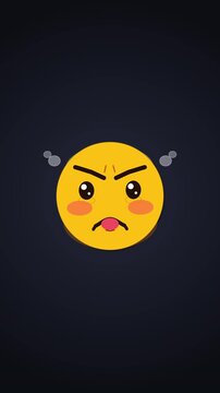 Pixel art angry emoticon animation looping dark background