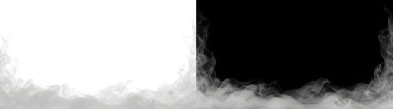 Smoke bordering the frame edges with a full wraparound texture for overlay use in PNG, Transparent and Black Background Versions