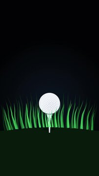 Pixel art golf ball tee grass green loop animation dark background