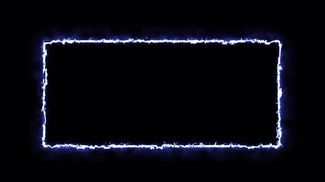neon overlay frame animation for streaming and gaming templates, glowing light border, bright rectangular neon outline, soft electric shine edge, clean alpha background in 4k.