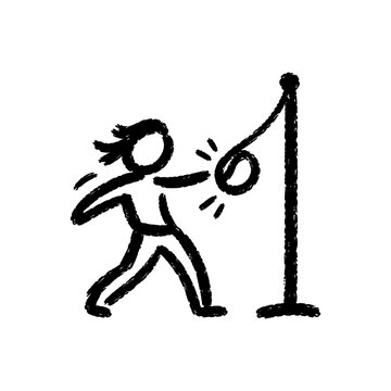 Hand drawn chalk Icon of Boy Playing Tetherball
