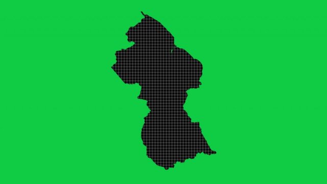 Guyana black cells effect map pop animation green background