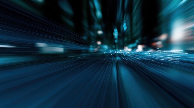 Abstract blue light streaks motion blur background