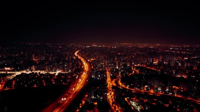 Keindahan Malam Kota  Gemerlap Lampu dan Jejak Cahaya Jalanan Cinematic Cityscape