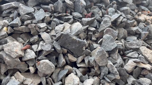 Close up of crushed stones heap for construction industrial use