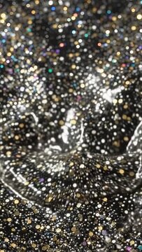 Holographic glitter waves of water texture with flowing iridescent sparkles