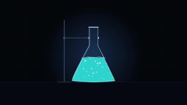 Pixel science lab flask animation with bubbling magic potion liquid