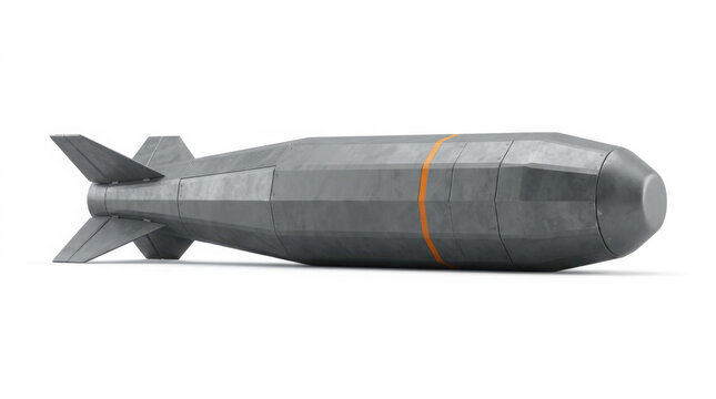 3D render of a futuristic grey missile with an orange stripe, isolated on a generated using ai