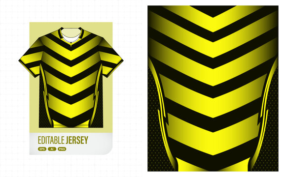 Yellow and black chevron pattern sports jersey design template