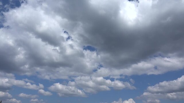 Clouds in Sky Timelapse, Dramatic Fluffy Cloud in Time Lapse, Blue Stormy Cloudy Sky