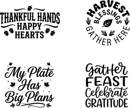 Thanksgiving harvest quotes and phrases set for holiday design