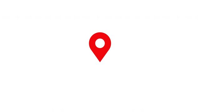 Seamless 10-second loop of a hovering red map pin featuring a sweeping light shine effect across its surface, anchored by a rotating sci-fi target crosshair on the ground. Perfect for high-tech HUDs a