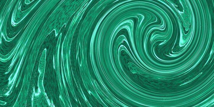 Vibrant emerald green abstract spiral background with liquid marble texture and fluid motion design for creative projects