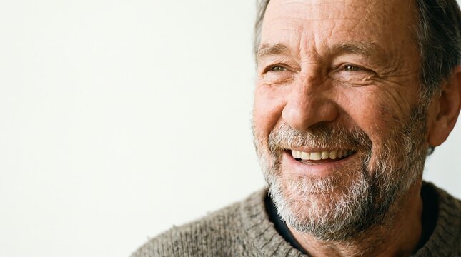 Smiling senior man with grey beard portrait