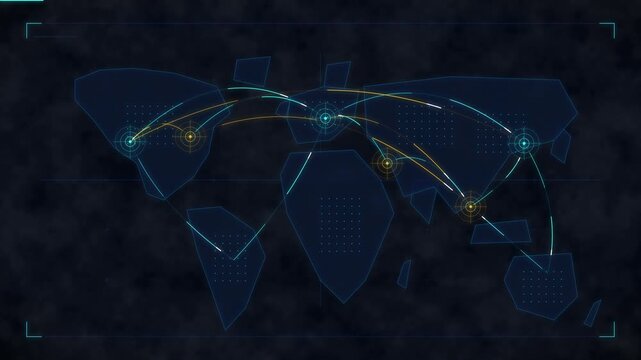 world map connection animation hud futuristic cyber loop network data
