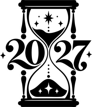 2027 New Year Hourglass Countdown Typography Design