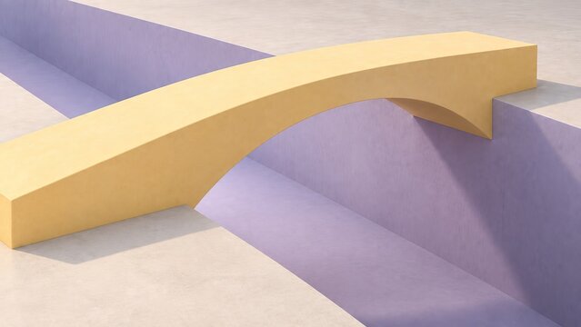 Pale Yellow Bridge Arching Over Lavender Void
