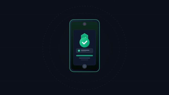 Vector animation of red car transitioning to mobile app insurance claim verification UI on dark background