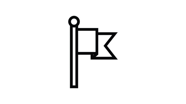 Minimalist black and white vector illustration of a simple landmark flag icon for digital design projects