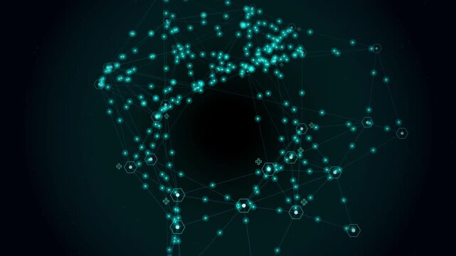 Abstract Futuristic Network Glowing Interconnected Seamless Motion L