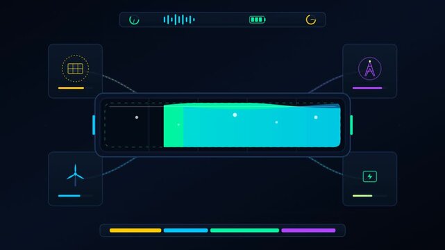 Dark Mode Energy Grid UI Dashboard with Liquid Data Visualization and Morphing Icons