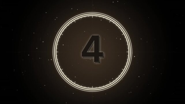 Golden Retro Film Countdown Timer with Glowing Circular Frame