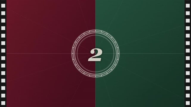 Retro Split Color Film Countdown with Red and Green Background