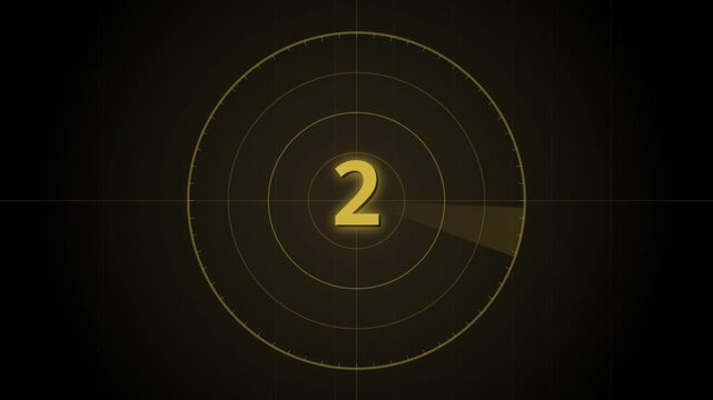 Dark Golden Radar Countdown with Circular Scanning Sweep