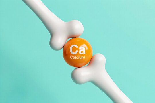 Calcium pill between bone joints photo illustration