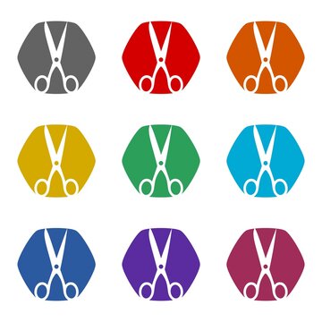 Scissors sign  icon isolated on white background. Set icons colorful