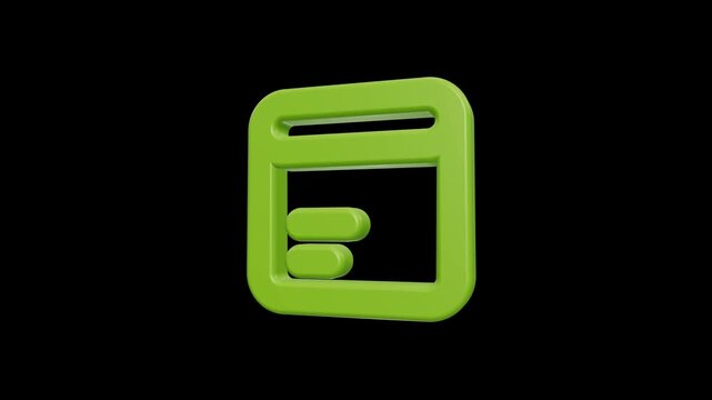 Glossy 3D green document interface icon