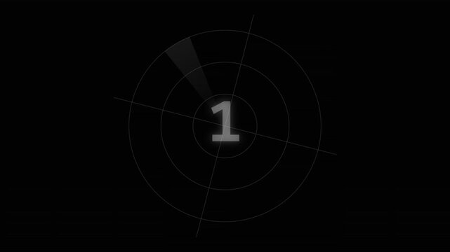 Dark Minimal Film Countdown with Circular Target and Number One