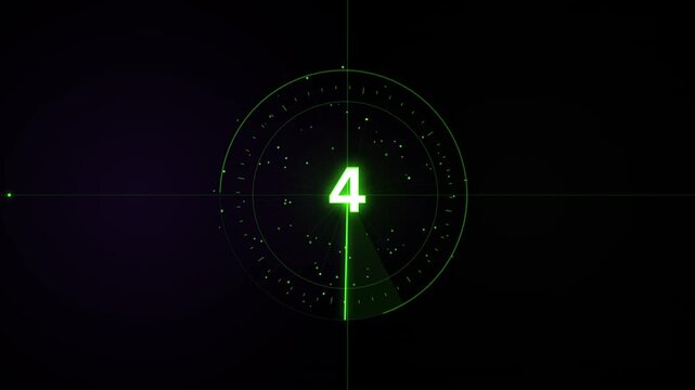 Green Radar Countdown Timer with Scanning Circular Interface