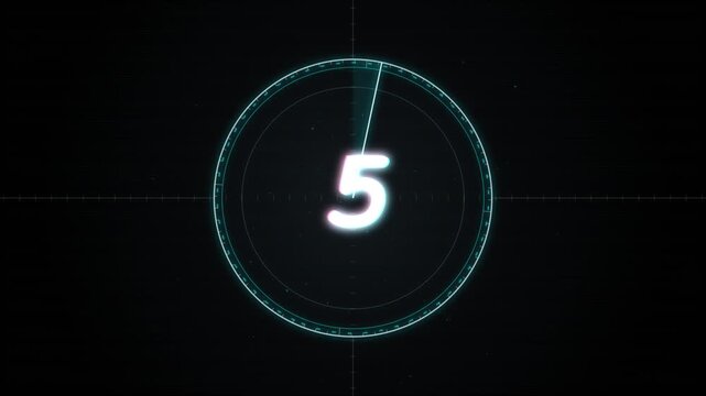 Neon Cyan Circular Countdown Timer on Black Background