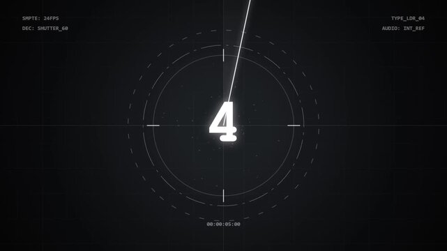 Technical Film Countdown with Interface Marks and Crosshair