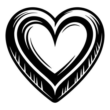 Stylized heart shape with curved lines is a black silhouette