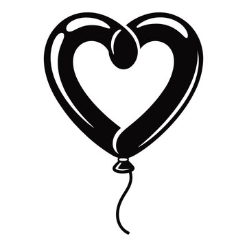 Black heart shaped balloon graphic with trailing ribbon silhouette