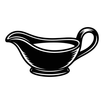 Black silhouette of a gravy boat on a white background