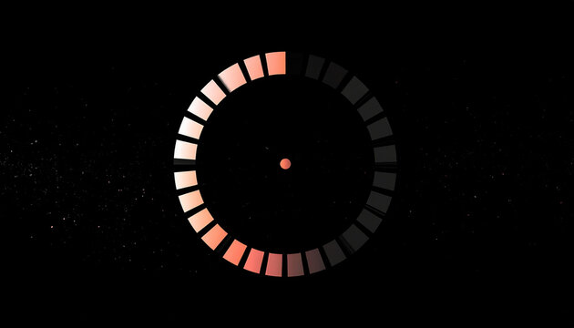 Abstract Circular Progress Bar Indicator with Gradient Colors and Subtle Particles on Dark Background